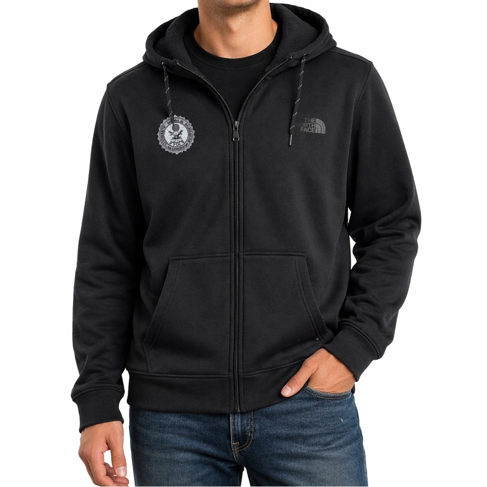 The North Face Mens L Black Full Zip Hoodie FBI Logo Thumb Hole